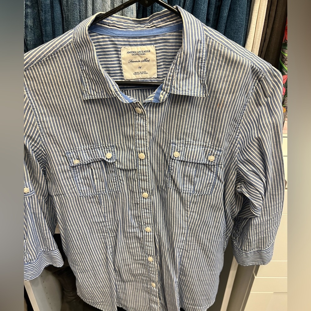 American Eagle Stripe Button Down Shirt